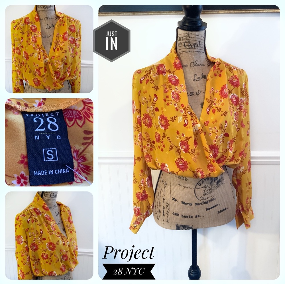 🆕Project 28 NYC Mustard Yellow Floral Crop Top